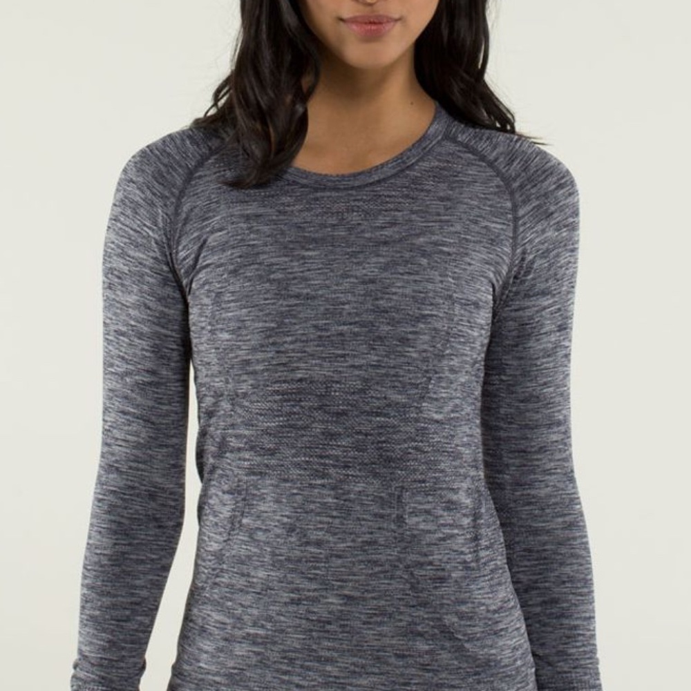 lululemon Run Swiftly Long Sleeve Heathered Navy Waist Length